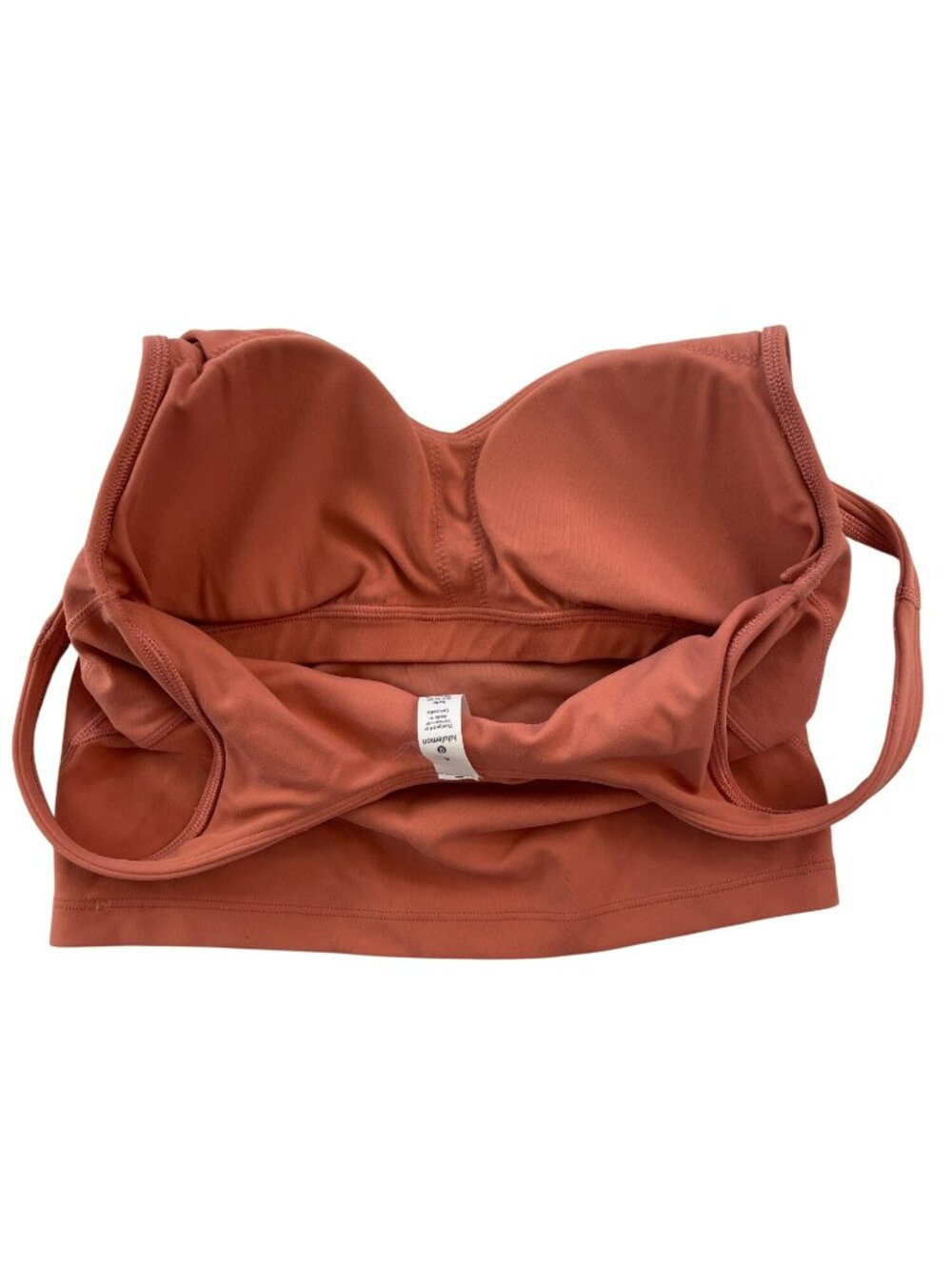 Lululemon Rust Orange Strappy Padded Sports Bra Nylon Blend Size 4 NWOT - Picture 4 of 6